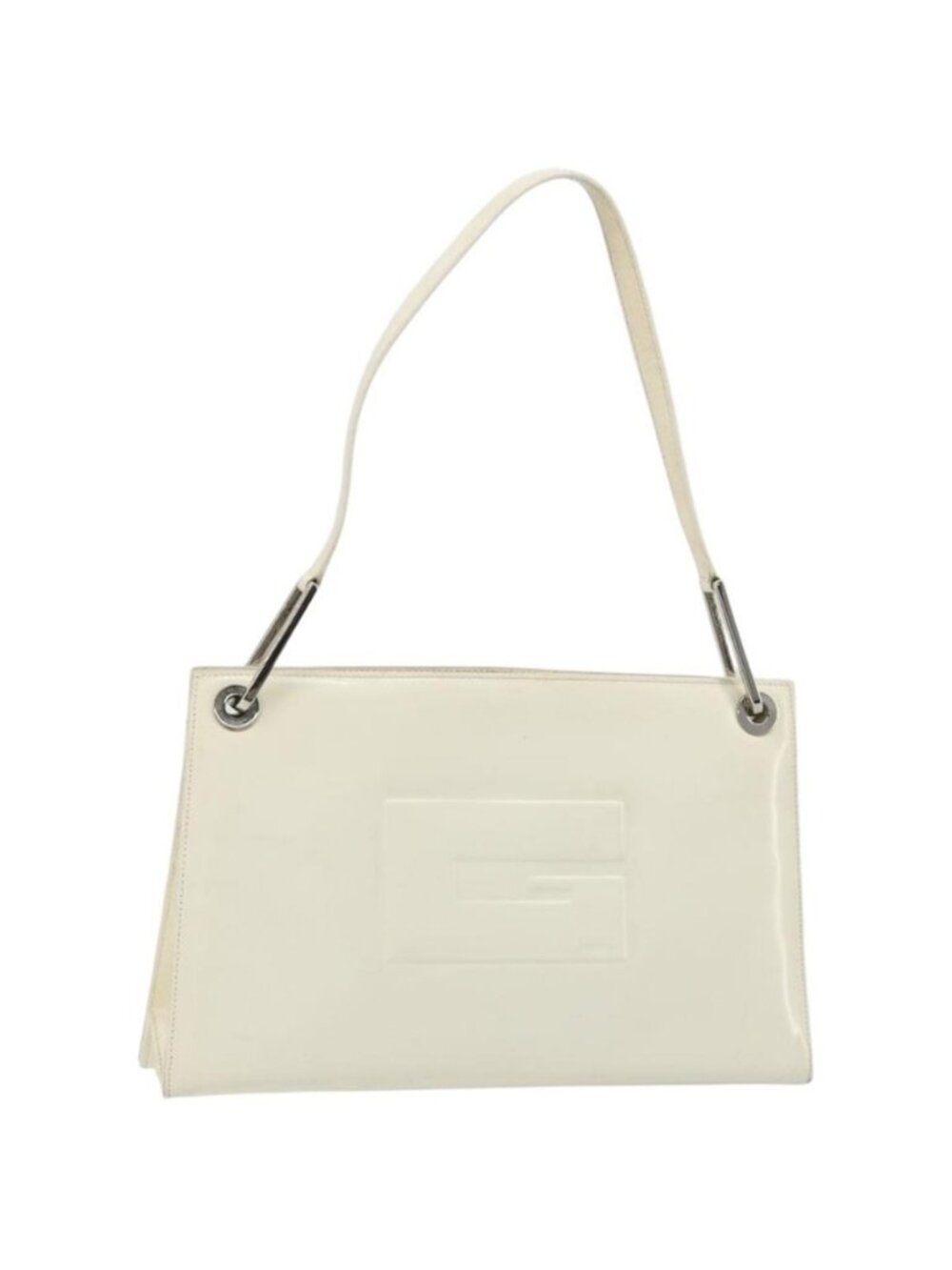 Authentic GUCCI Shoulder Bag Patent leather White Silver